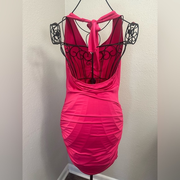 SHEIN Pink Ruched Backless Cocktail Dress - Picture 6 of 6